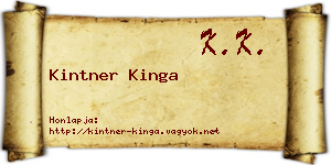 Kintner Kinga névjegykártya